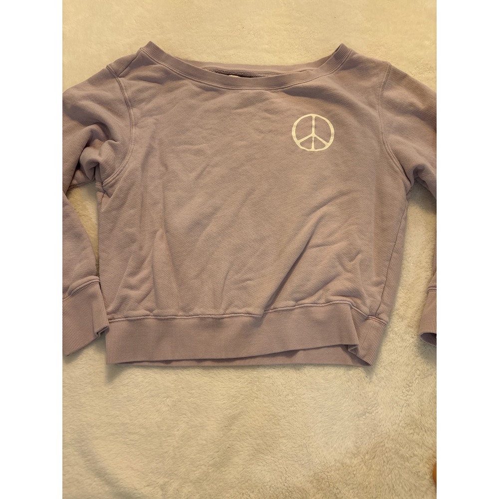 Spiritual Gangster Peace Sign Sweatshirt Lavender Purple Pullover Womens Medium